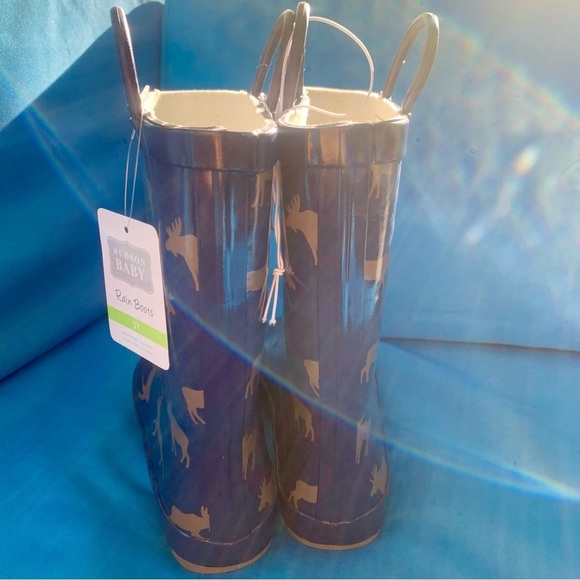 NWT Hudson Baby Moose print rain boots size 3Y - Picture 5 of 11